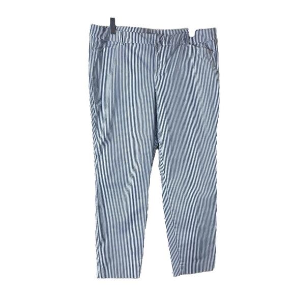Old Navy Pixie Pants Chino Ankle Mid Rise Blue White Stripe Women’s Plus Size 16 - Picture 1 of 6